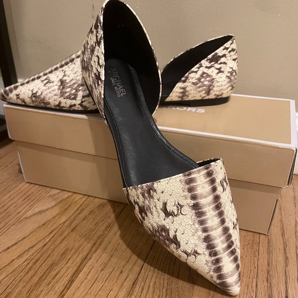 Mila flats with snake pattern.